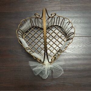 Heart-Shaped Gold Metal Basket